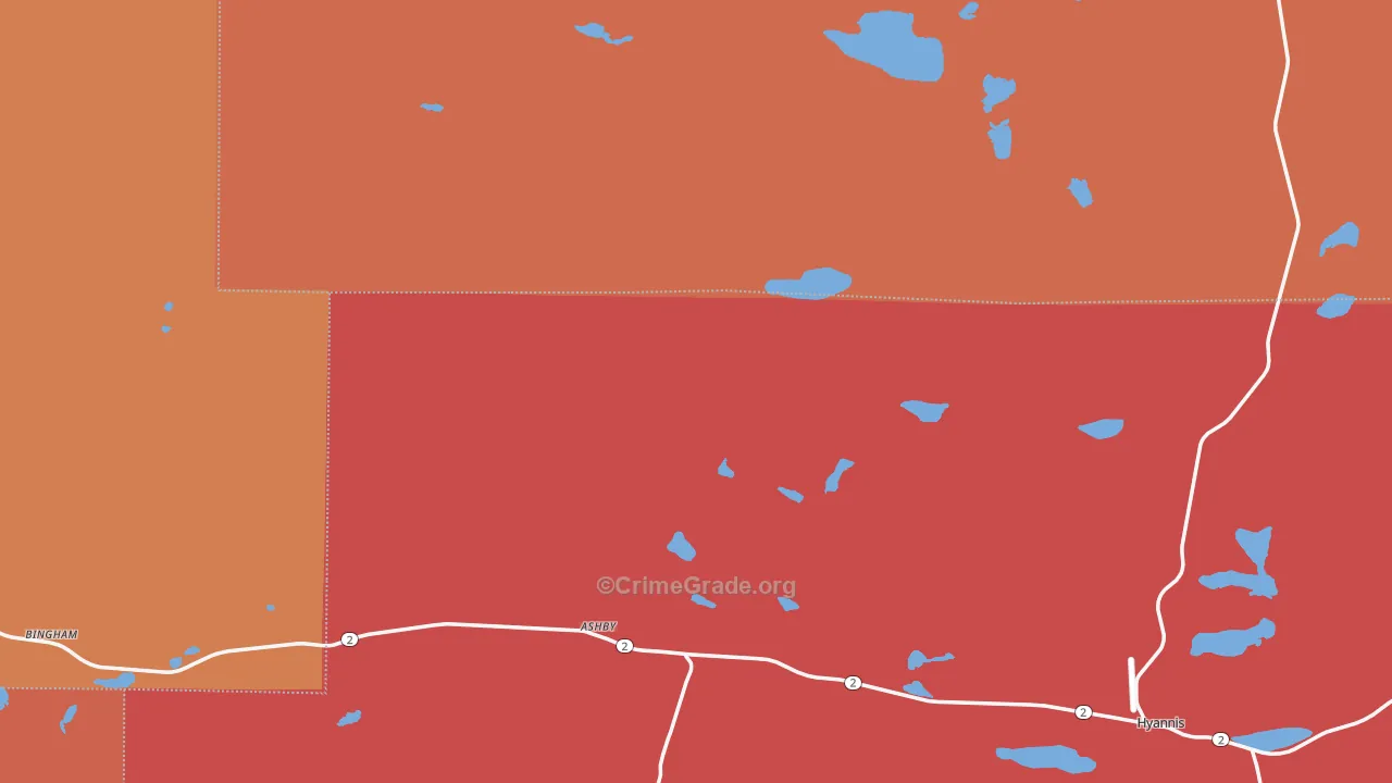 Ashby, NE Map of Robbery Rates