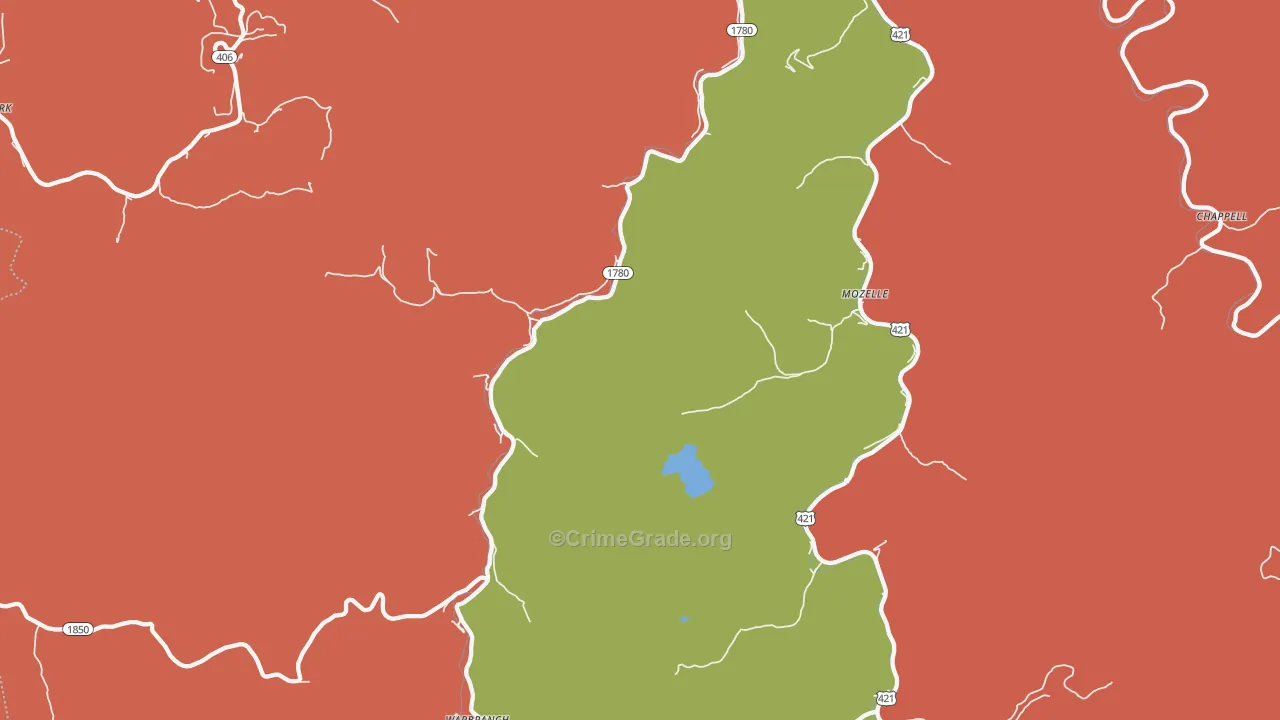 Asher, KY Map of Robbery Rates