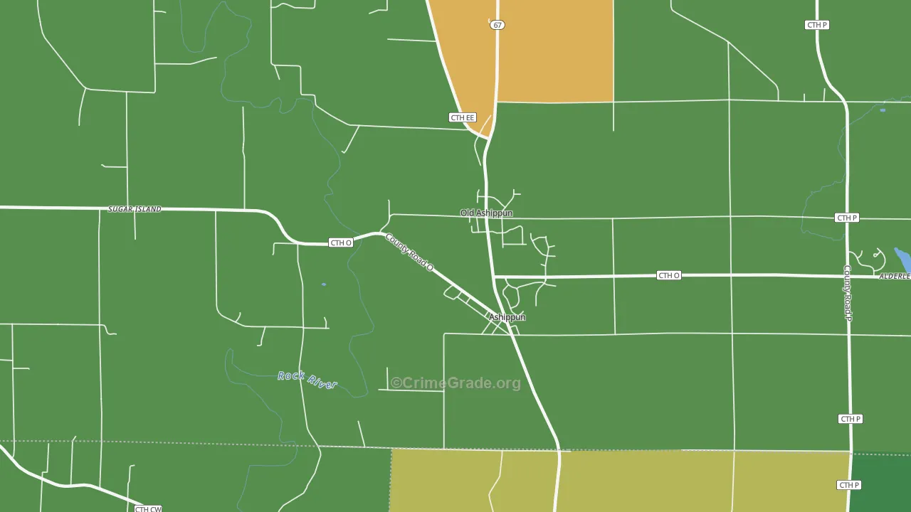 Ashippun, WI Map of Robbery Rates