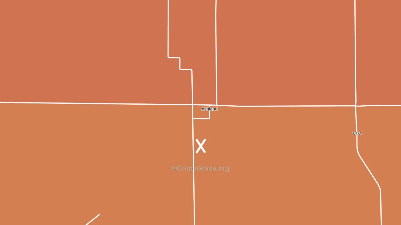 Ashland, KS Map of Robbery Rates