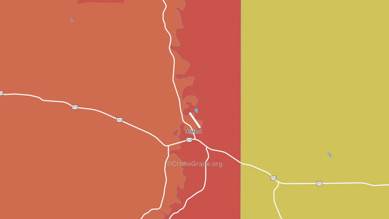 Ashland, MT Map of Robbery Rates