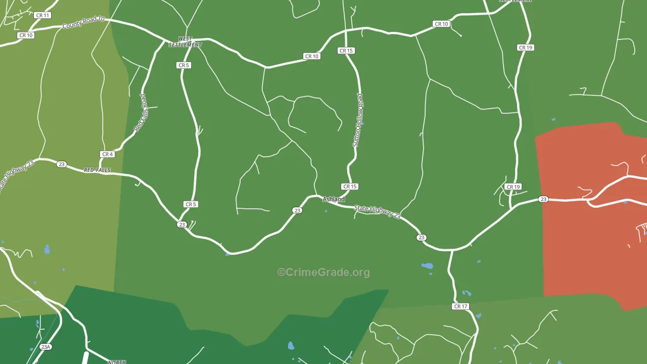 Ashland, NY Map of Robbery Rates