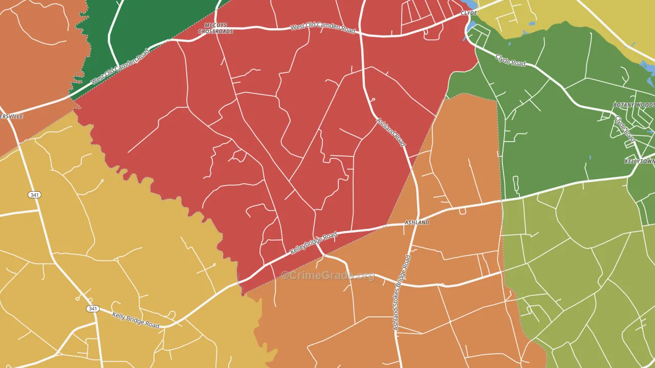 Ashland, SC Map of Robbery Rates