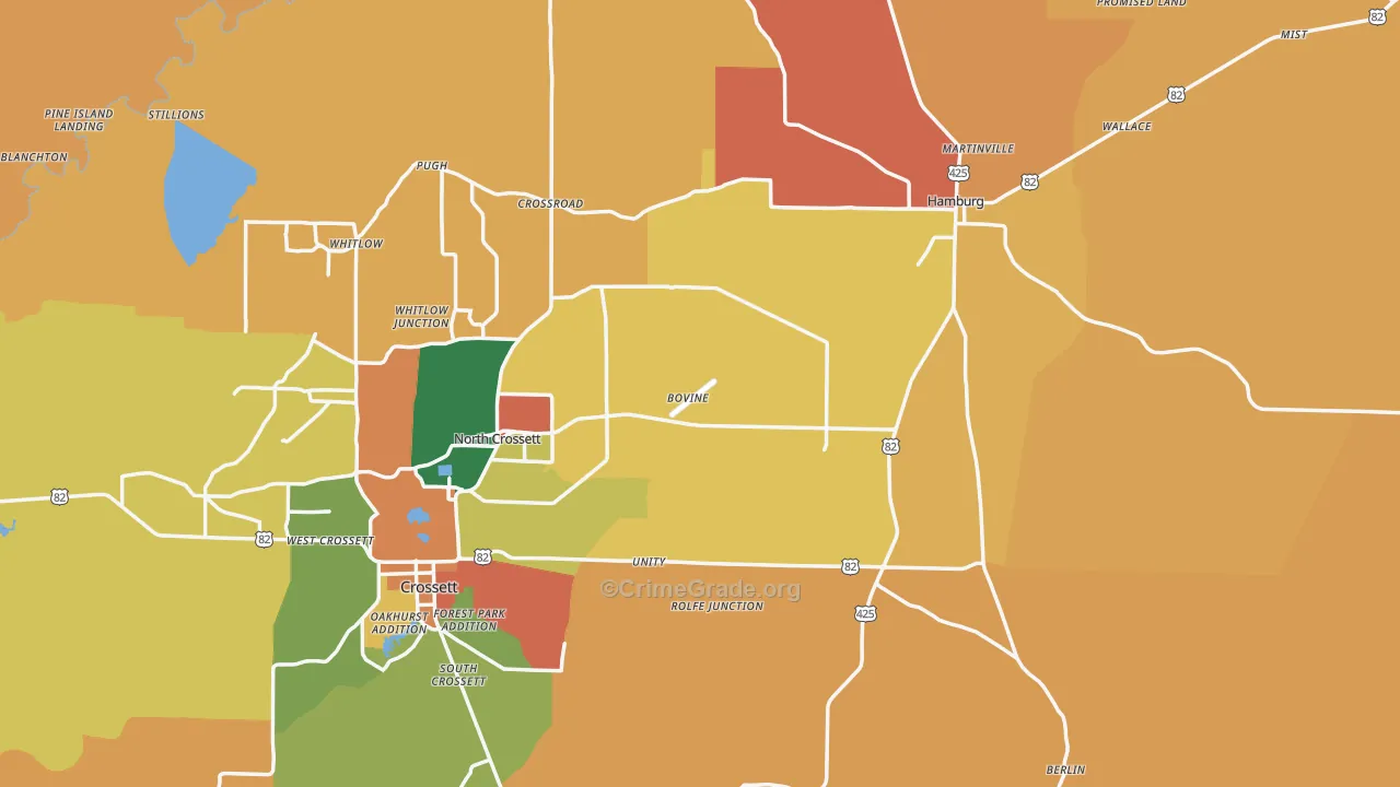 Ashley County, AR Map of Robbery Rates