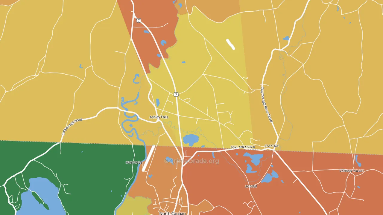 Ashley Falls, MA Map of Robbery Rates