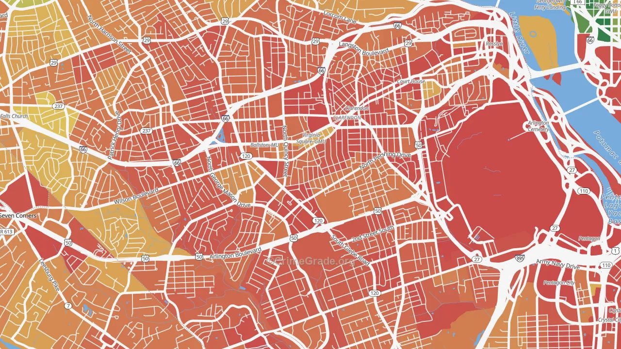 Ashton Heights, Arlington, VA Map of Robbery Rates