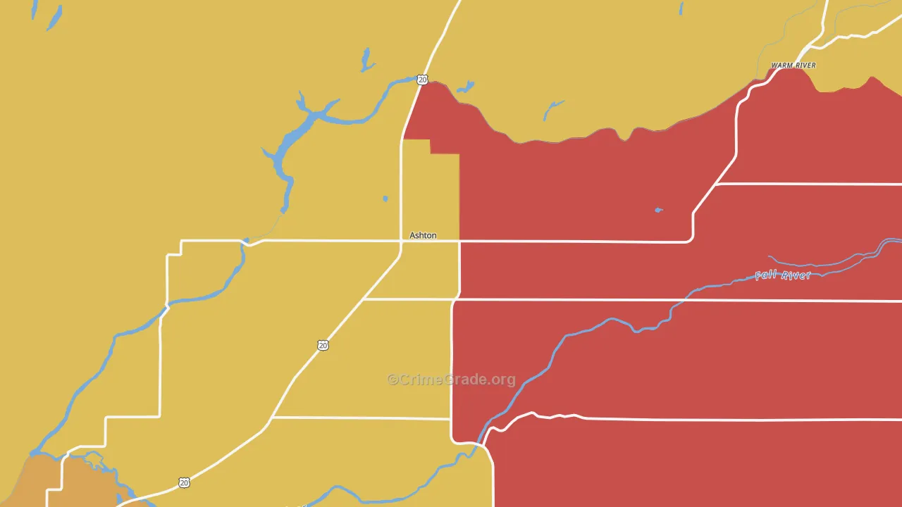 Ashton, ID Map of Robbery Rates