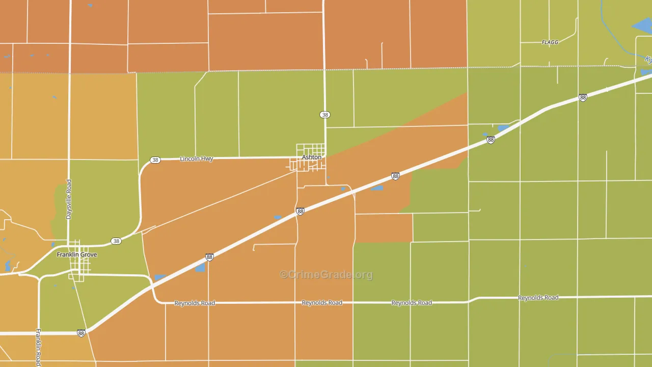 Ashton, IL Map of Robbery Rates