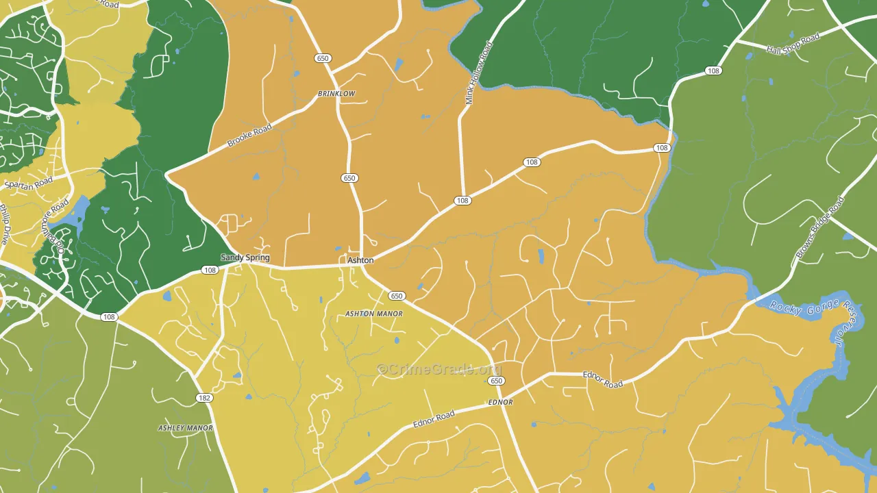 Ashton, MD Map of Robbery Rates