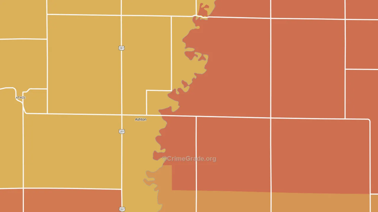 Ashton, SD Map of Robbery Rates