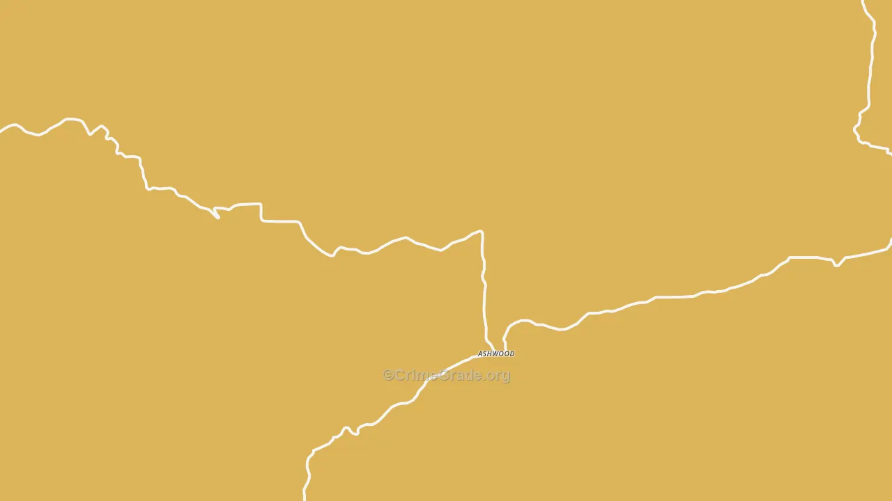 Ashwood, OR Map of Robbery Rates