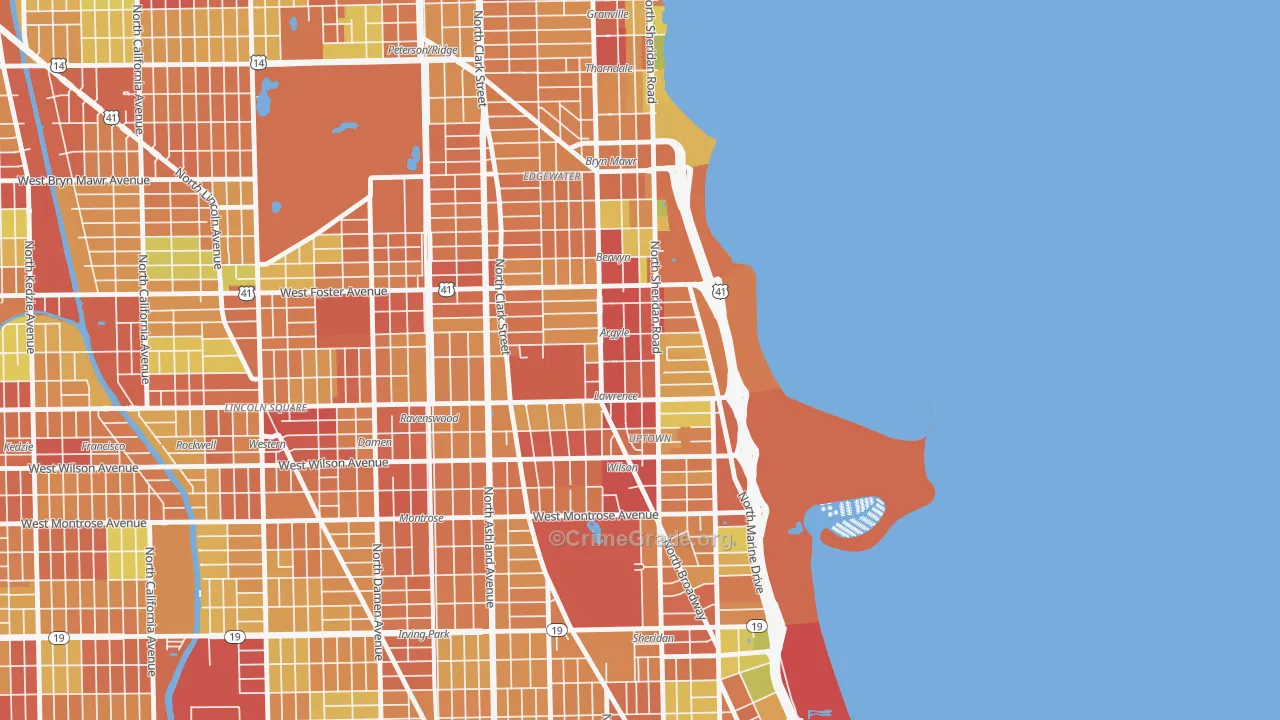 Asia on Argyle, Chicago, IL Map of Robbery Rates
