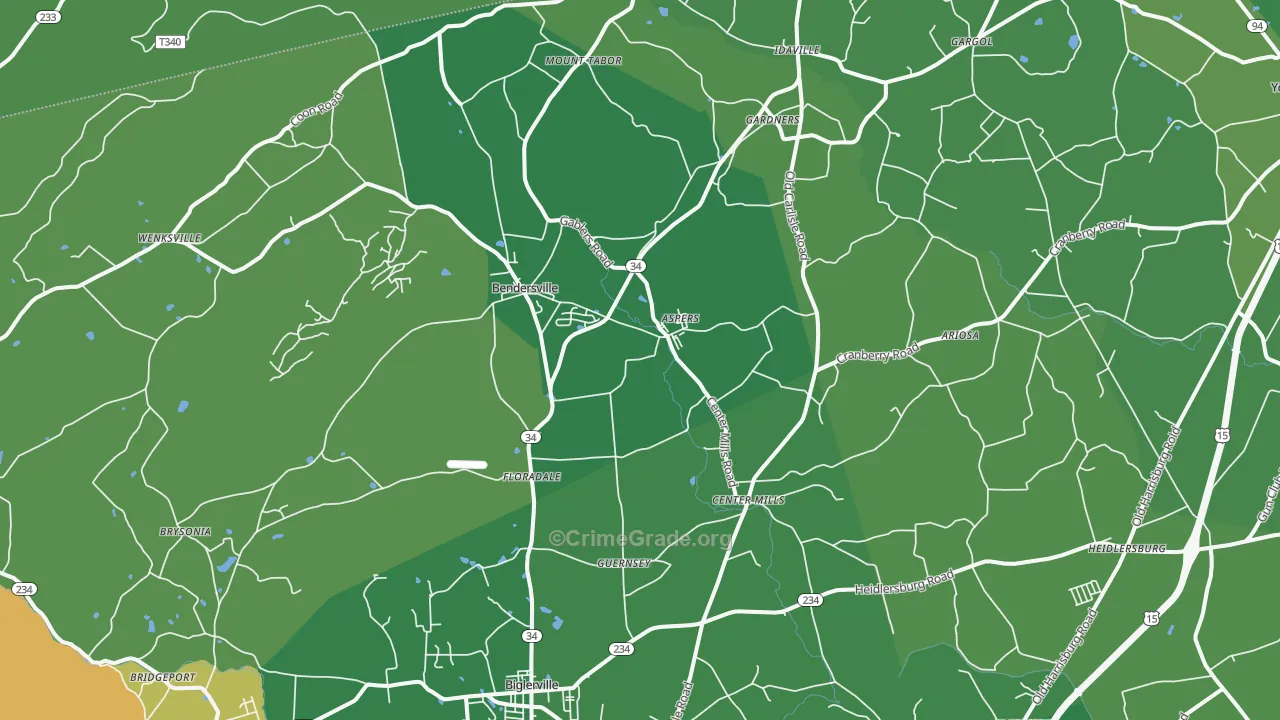 Aspers, PA Map of Robbery Rates