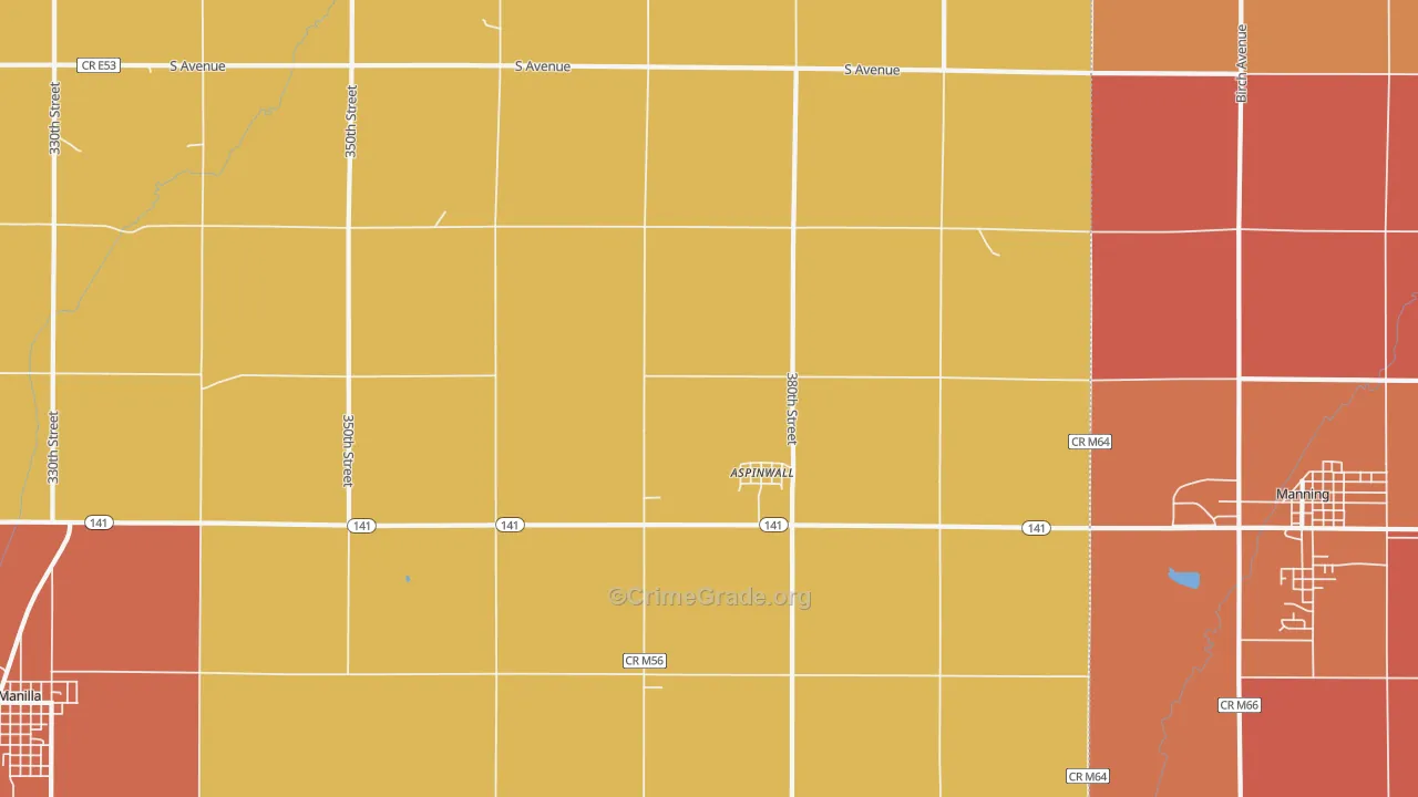 Aspinwall, IA Map of Robbery Rates