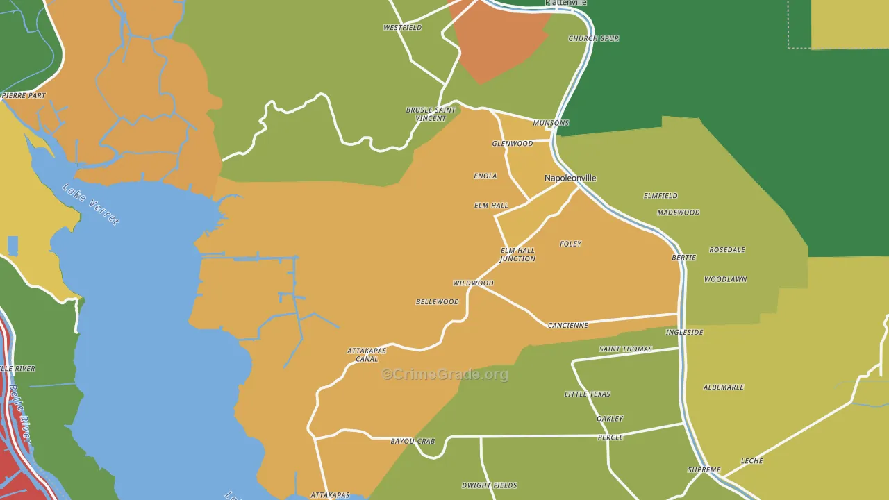 Assumption Parish, LA Map of Robbery Rates