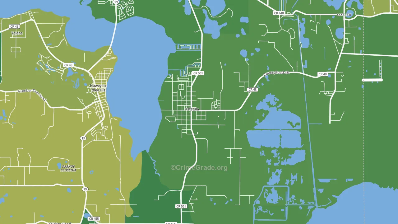 Astatula, FL Map of Robbery Rates