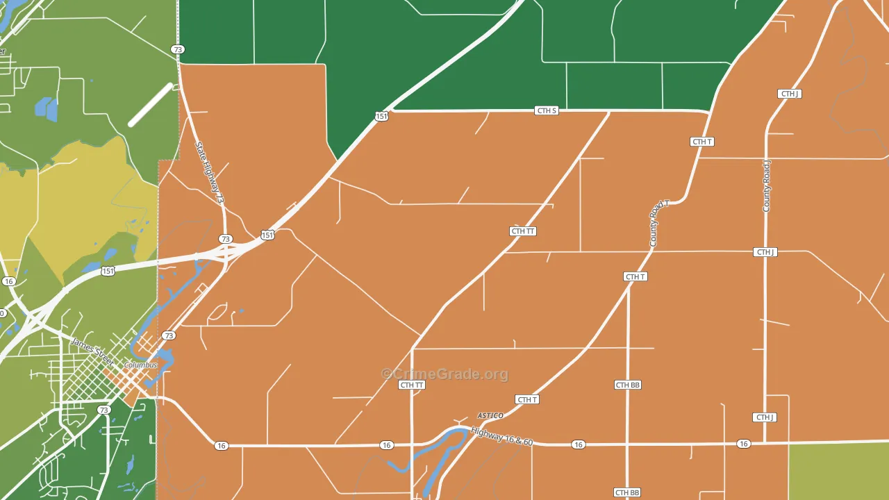 Astico, WI Map of Robbery Rates