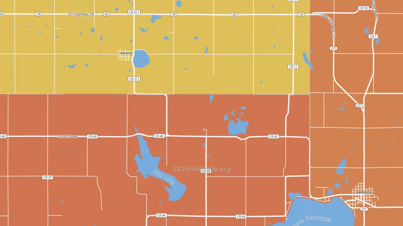 Astoria, SD Map of Robbery Rates