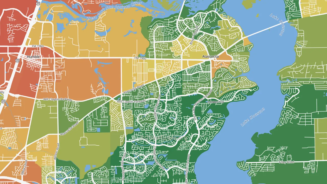 Atascocita, TX Map of Robbery Rates
