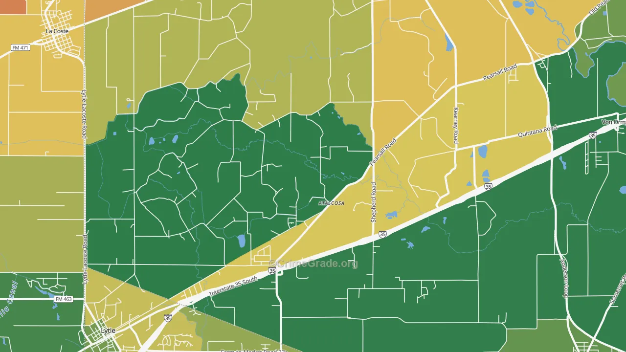 Atascosa, TX Map of Robbery Rates