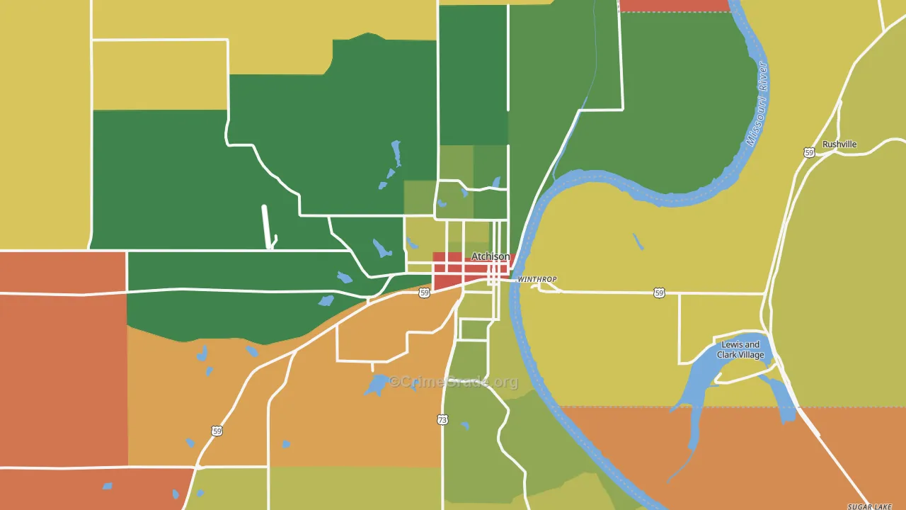 Atchison, KS Map of Robbery Rates