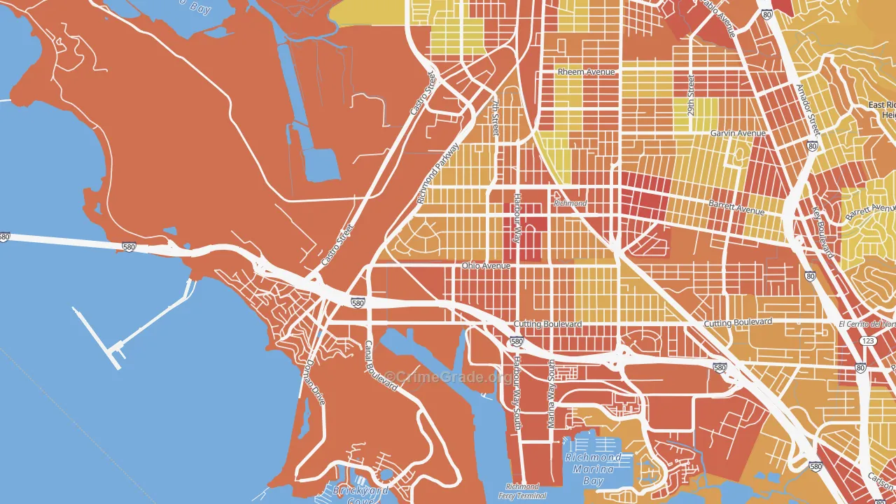 Atchison Woods, Richmond, CA Map of Robbery Rates
