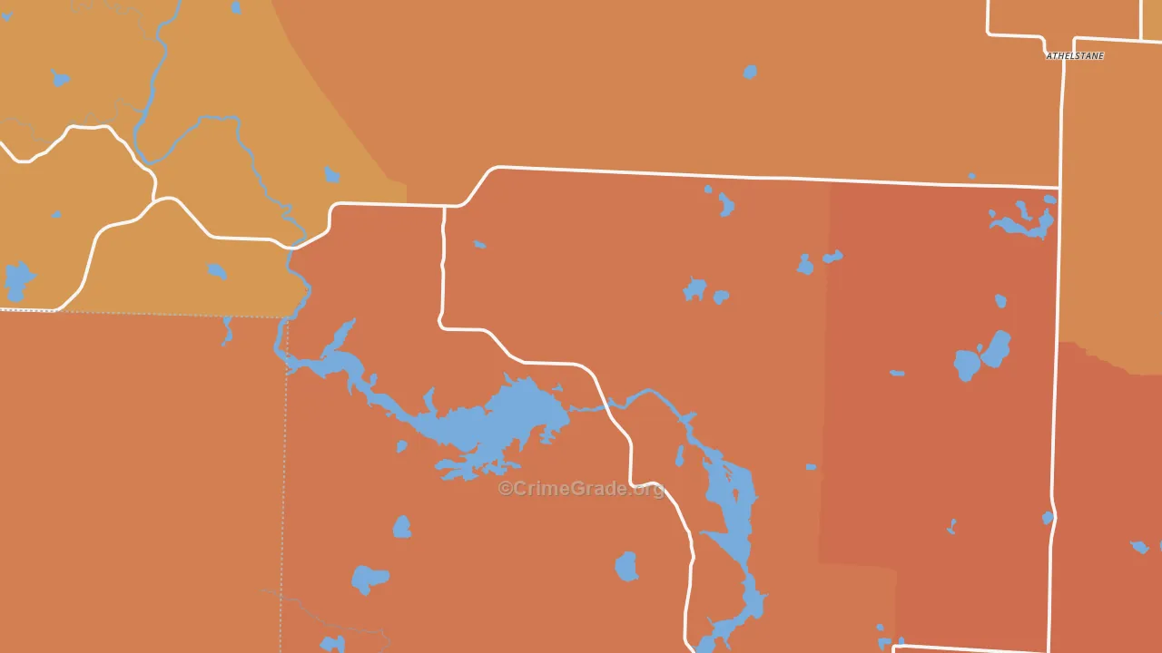 Athelstane, WI Map of Robbery Rates