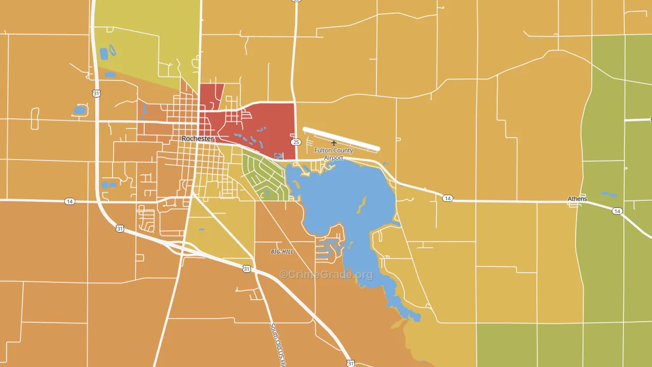 Athens, IN Map of Robbery Rates