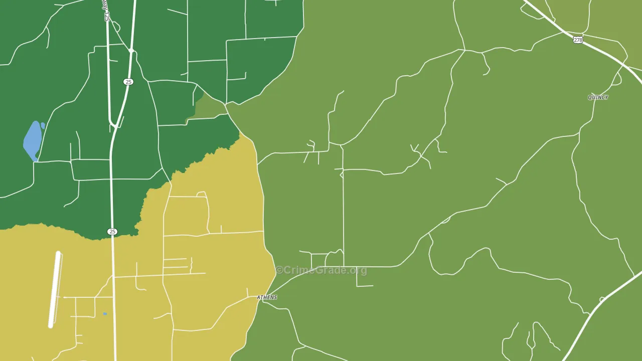 Athens, MS Map of Robbery Rates