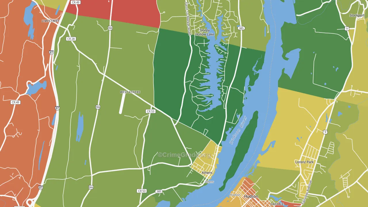 Athens, NY Map of Robbery Rates