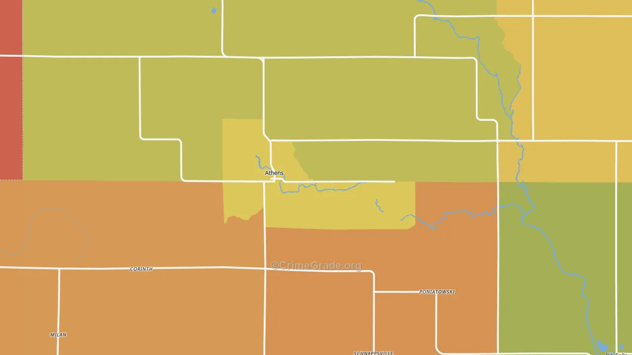 Athens, WI Map of Robbery Rates
