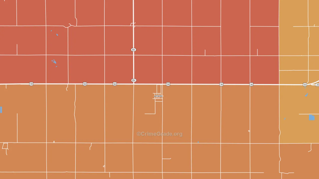 Athol, KS Map of Robbery Rates