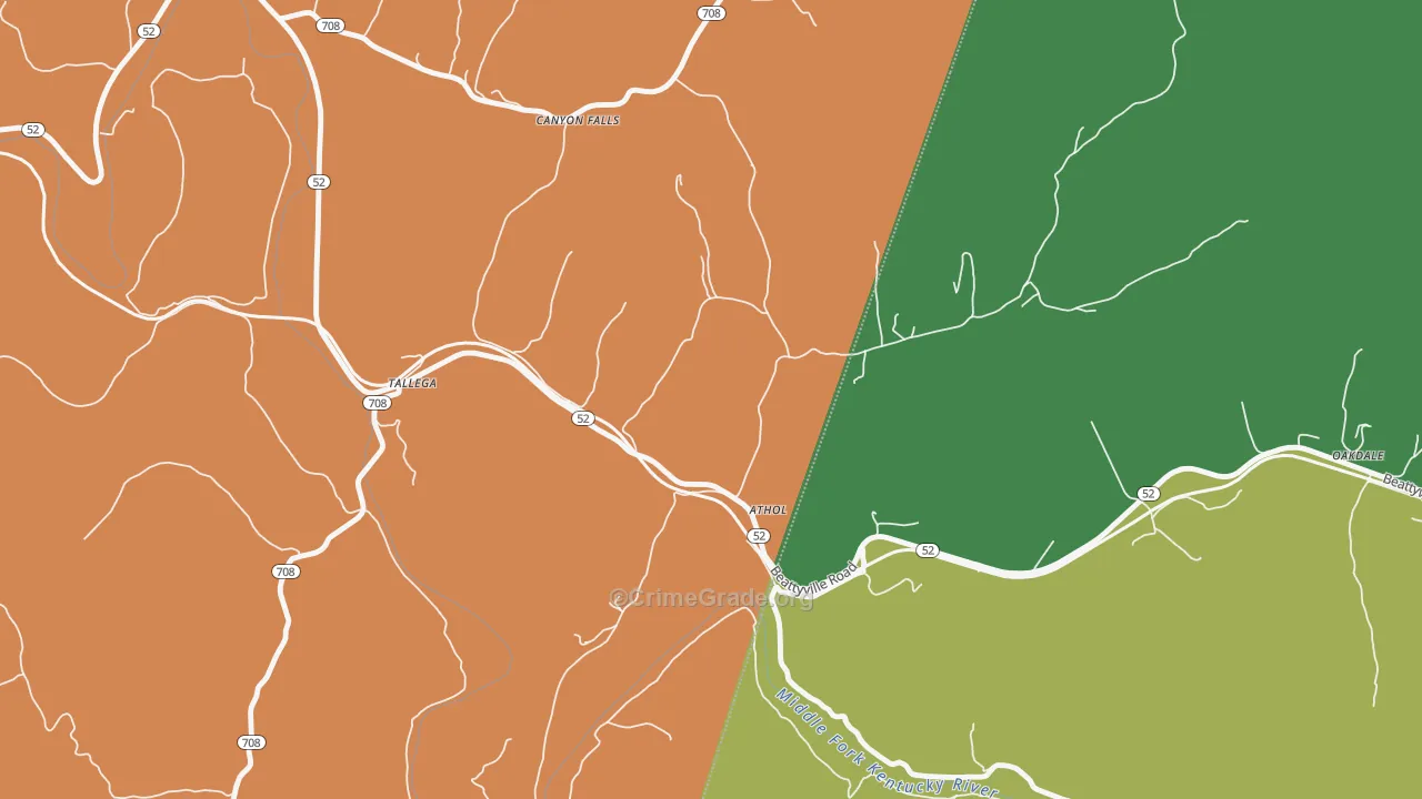 Athol, KY Map of Robbery Rates