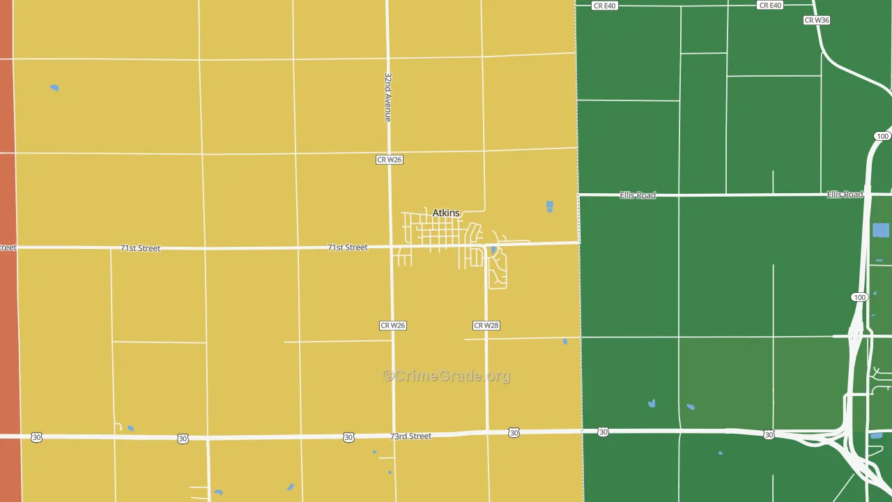 Atkins, IA Map of Robbery Rates