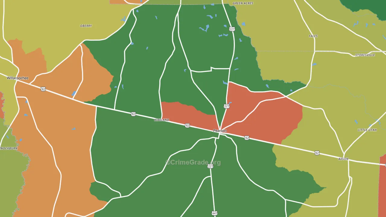 Atkinson County, GA Map of Robbery Rates