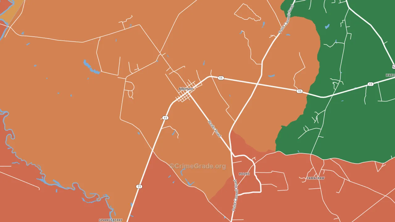 Atkinson, NC Map of Robbery Rates