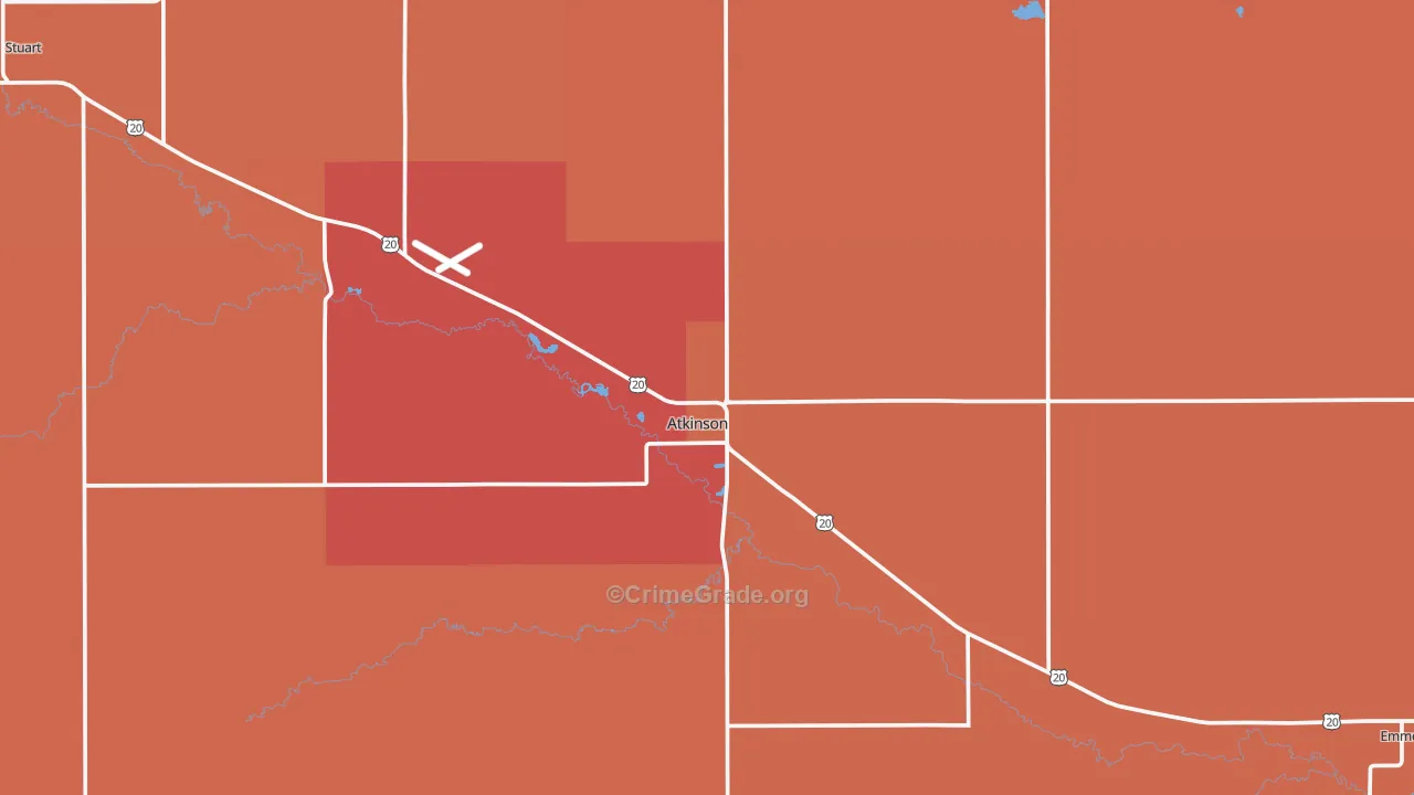 Atkinson, NE Map of Robbery Rates