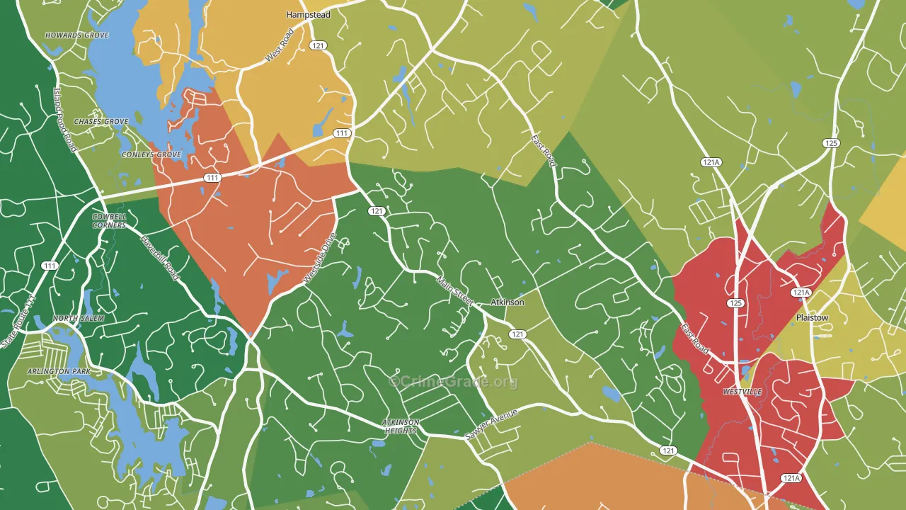 Atkinson, NH Map of Robbery Rates