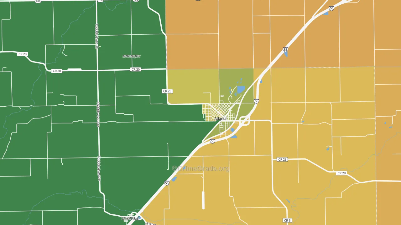 Atlanta, IL Map of Robbery Rates