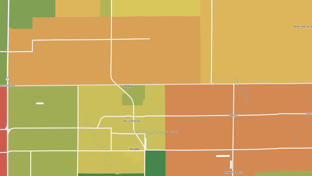 Atlanta, IN Map of Robbery Rates