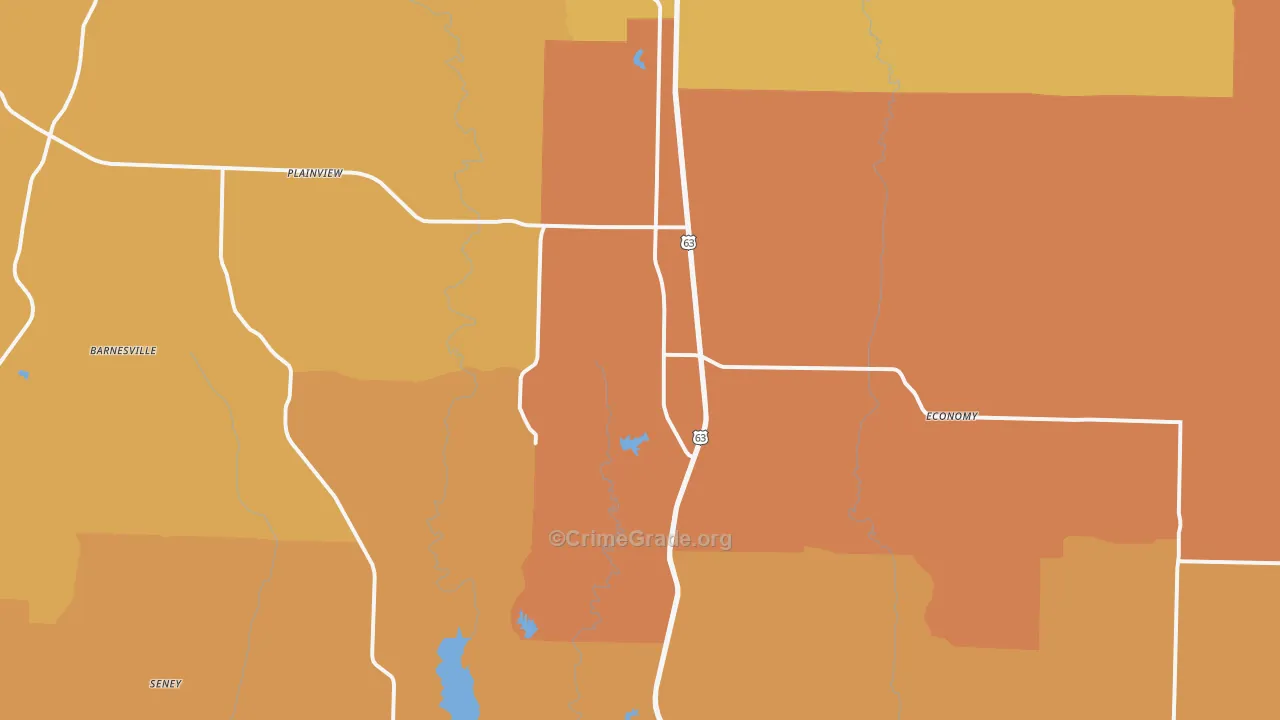 Atlanta, MO Map of Robbery Rates