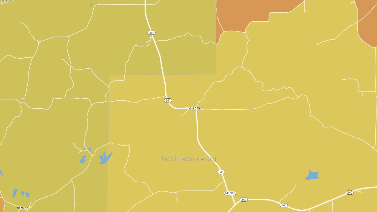 Atlanta, MS Map of Robbery Rates