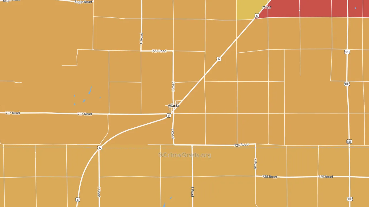 Atlanta, NE Map of Robbery Rates