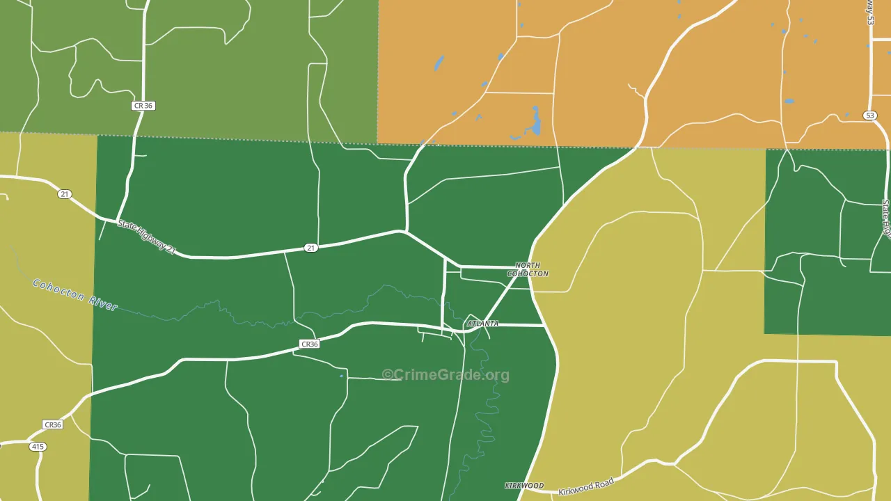 Atlanta, NY Map of Robbery Rates
