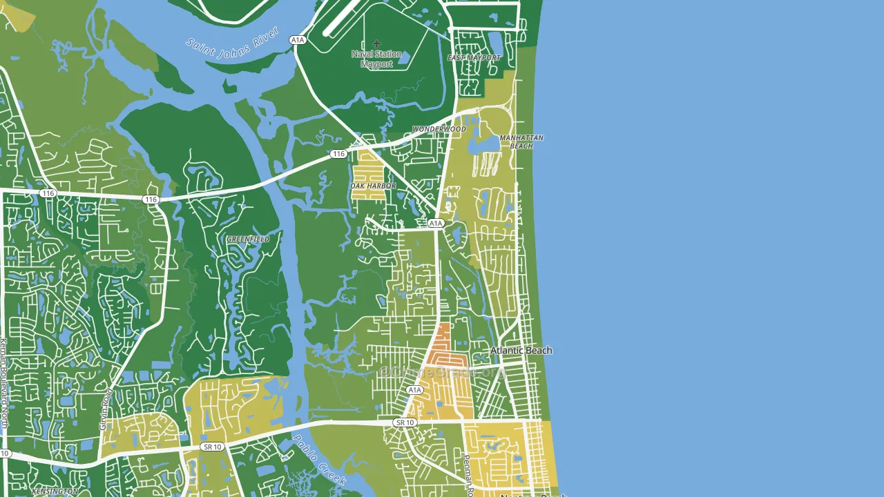 Atlantic Beach, FL Map of Robbery Rates
