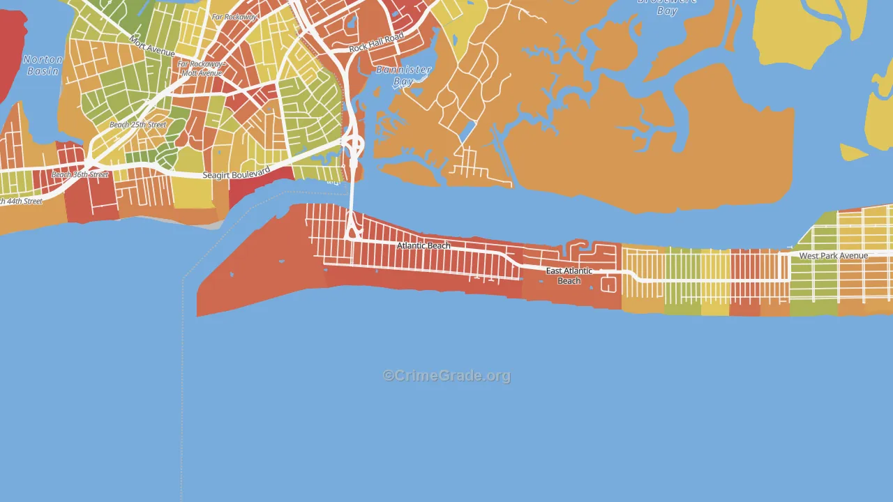 Atlantic Beach, NY Map of Robbery Rates