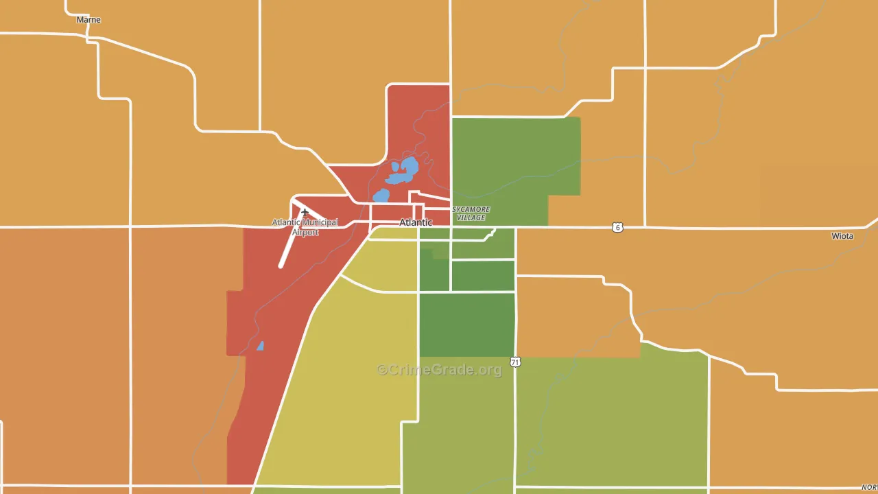 Atlantic, IA Map of Robbery Rates