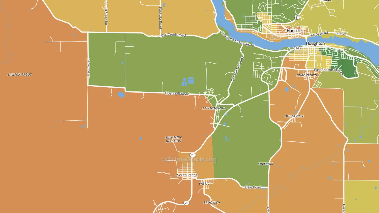 Atlantic Mine, MI Map of Robbery Rates