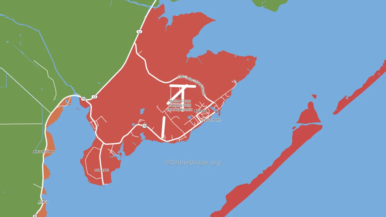 Atlantic, NC Map of Robbery Rates