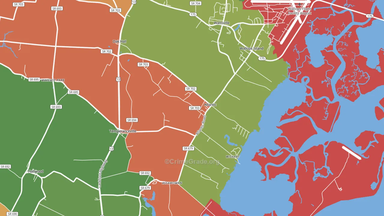 Atlantic, VA Map of Robbery Rates